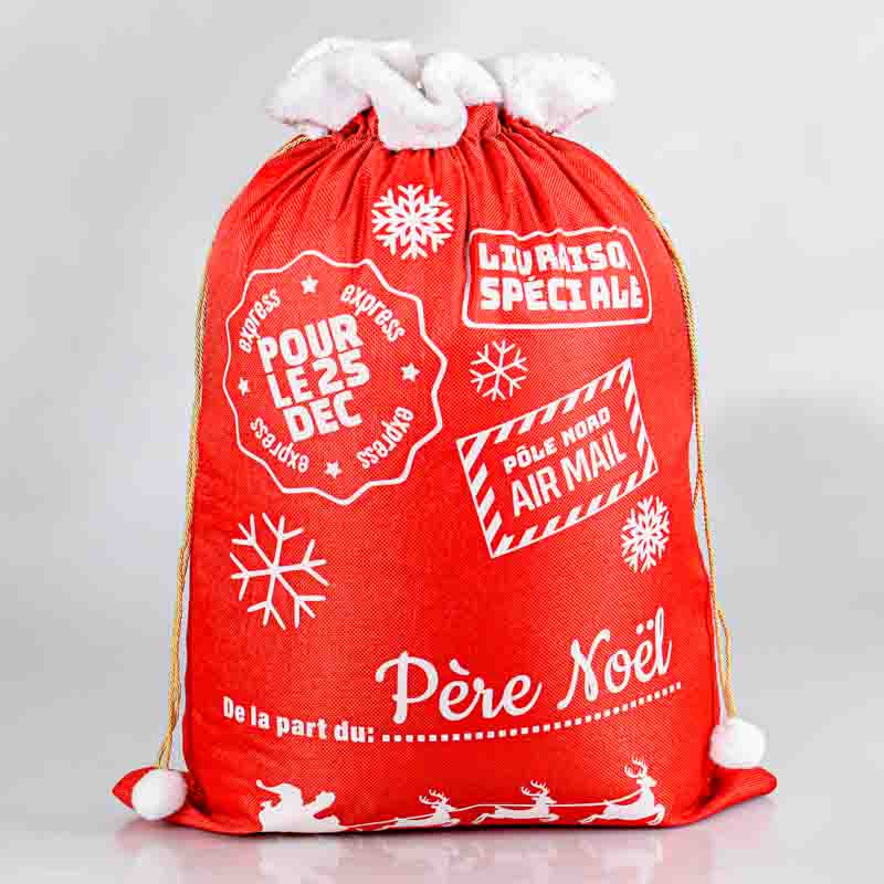 Sac cadeaux Du P re No l rouge et blanc rouge L Incroyable